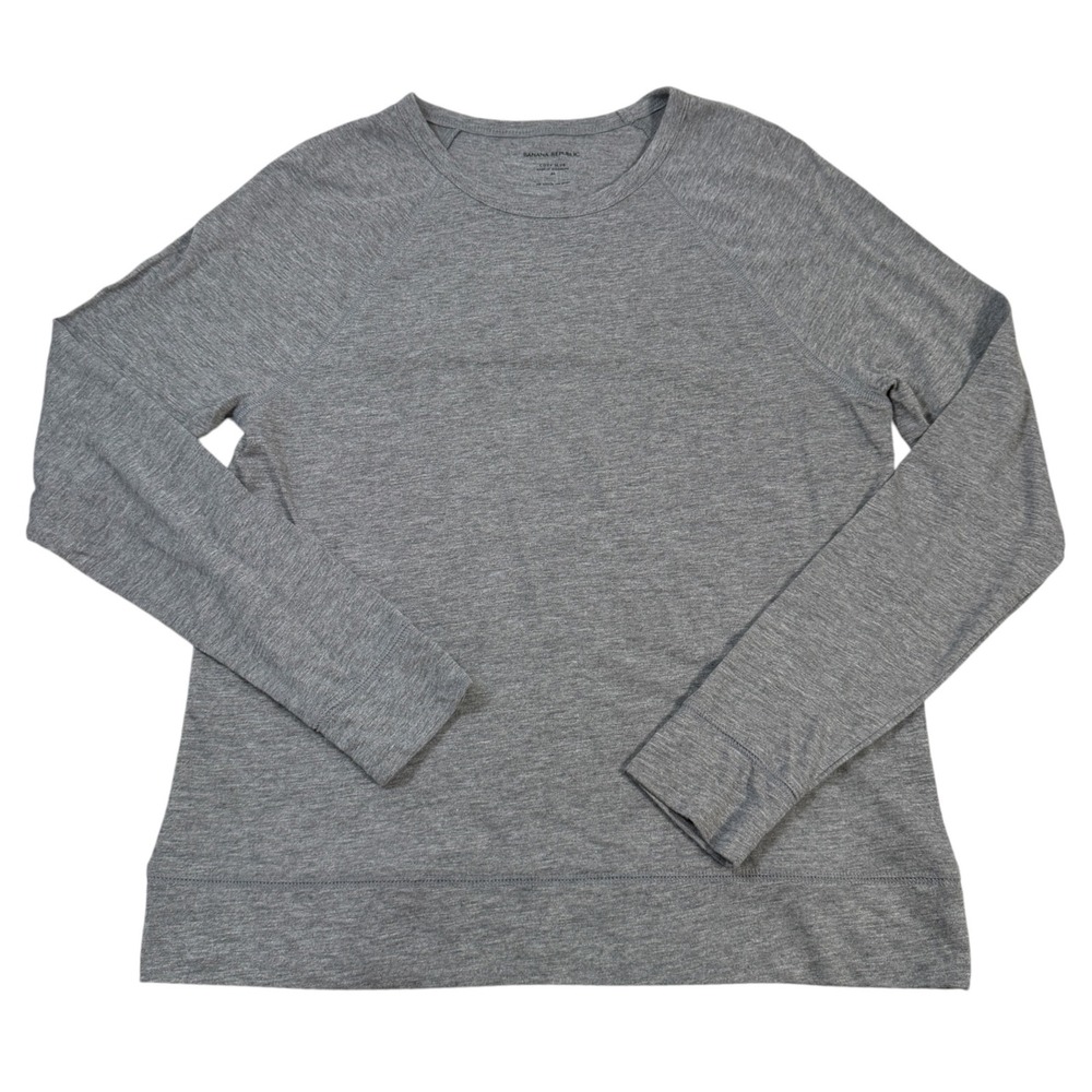 Banana Republic Cozy Slub Long Sleeve Raglan Tee Gray Medium Cotton Modal